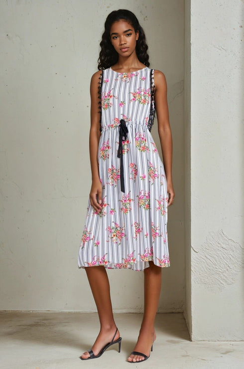 Stripe Tassle Midi Dress